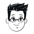 Portrait head man smile glasses outline