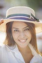 portrait headshot of beautiful asian younger woman toothy smiling face happiness emotion Royalty Free Stock Photo