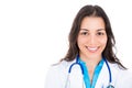 Portrait headshot of confident successful health care professional or nurse or doctor with stethoscope