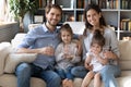 Portrait of healthy young family recommend water drinking