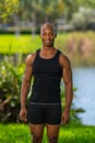 Portrait of a healthy young fitness model in a tank top Royalty Free Stock Photo