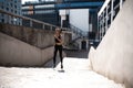 Portrait of a healthy young woman running outdoors. Royalty Free Stock Photo