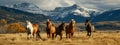 portrait of a herd of wild horses in nature. Selective focus. Royalty Free Stock Photo