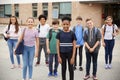 Portrait Of High School Student Group Standing Outside School Buildings Royalty Free Stock Photo