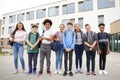 Portrait Of High School Student Group Standing Outside School Buildings Royalty Free Stock Photo