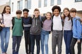 Portrait Of High School Student Group Standing Outside School Buildings Royalty Free Stock Photo