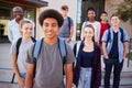 Portrait Of High School Students With Teacher Outside College Buildings Royalty Free Stock Photo