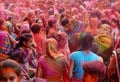 Portrait of Hindu men and women celebrating Holi festival
