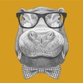 Portrait of Hippo with glasses and bow tie.