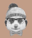 Portrait of Hipster Animal.