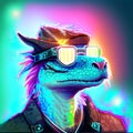 A portrait of a hipster animal wearing a cowboy hat and sunglasses. AI generated