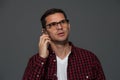 Portrait of hipster man talking on the phone Royalty Free Stock Photo