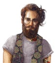 Portrait of hipster men with glasses