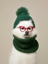 Portrait of a Hipster White Spitz Royalty Free Stock Photo