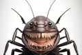 portrait of hissing cockroach smiling with all his teethon a white background