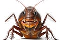 portrait of hissing cockroach smiling with all his teethon a white background