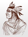 Portrait of historic Native American Shawnee warrior and chief Tecumseh