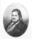 Portrait of HonorÃÂ© de Balzac, a French novelist and playwright in the old book The Literature of XIX century, by E.A. Solovieva,