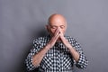 Portrait of hopeful mature man praying, Royalty Free Stock Photo