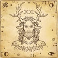 Portrait of horned god Cernunnos. Royalty Free Stock Photo