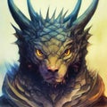 Portrait horror beast, mystic wild creature, nightmare character, fantasy illustration, digital art Royalty Free Stock Photo