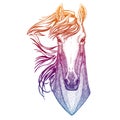 Portrait of horse. Vector animal head. Symbol of sport cometition, farm, exhibition. Royalty Free Stock Photo