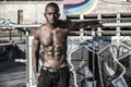 Hot buff black man posing outdoor Royalty Free Stock Photo