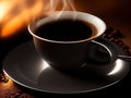 hot black coffee in a mug