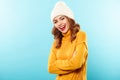 Portrait of a hppy young girl dressed in winter clothes Royalty Free Stock Photo