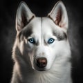 Portrait of a husky dog with blue eyes on a dark background Royalty Free Stock Photo