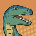 Portrait illustration of raptor head in pop art style