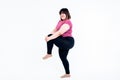 Portrait images of Asian attractive fat woman are exercise to lose