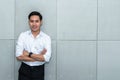 Portrait images of an Asian business man Standing and smile Royalty Free Stock Photo