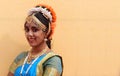 Portrait of Indian classical and Bharatanatyam traditional female dancer