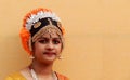 Portrait of Indian classical and Bharatanatyam traditional female dancer
