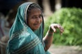 portrait of Indian elder woman in local morning market at Hospet,Karnataka,South India