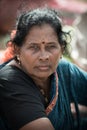 portrait of Indian elder woman in local morning market at Hospet,Karnataka,South India