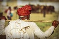 Old Rajasthani man with red turban.Festival-Pushkar Royalty Free Stock Photo