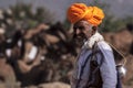 Old Rajasthani man with red turban.Festival-Pushkar Royalty Free Stock Photo