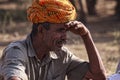 Old Rajasthani man with red turban.Festival-Pushkar Royalty Free Stock Photo