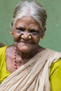 Portrait of an Indian old senior poor woman with saree Royalty Free Stock Photo