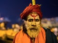 Portrait of an Indian Sadhu in Varanasi, Uttar Pradesh, India