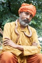 Portrait of indian snake charmer man in turban in India Royalty Free Stock Photo