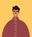 Portrait Indian teenager in national clothes. Profile portrait of male cartoon character. Avatar of Asian man. Diversity