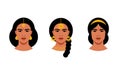 Portrait of indian women with different make-up, hairstyle, hairpins. Indian woman set - Close-up female face. Concept of indian