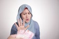 Muslim Woman Rejecting Bribery Money Royalty Free Stock Photo