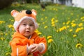 Portrait infant baby fox hat