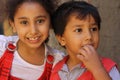 Portrait of an innocent children close up at charity event in giza, egypt Royalty Free Stock Photo