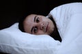 Portrait of an insomniac man in his bed Royalty Free Stock Photo