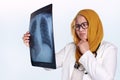 Muslim Female Doctor Examining X-ray Film Royalty Free Stock Photo